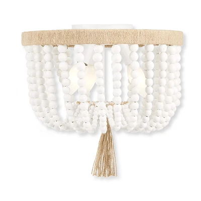Wooden Bead and Tassel Ceiling Lamp