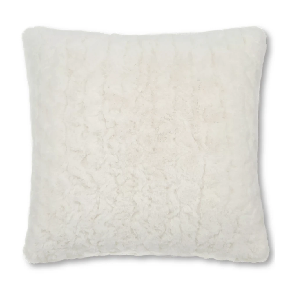 Off White Sheep Faux Fur Throw Pillow
