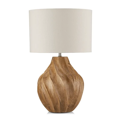 Carved Wood Table Lamp