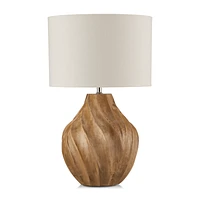 Carved Wood Table Lamp