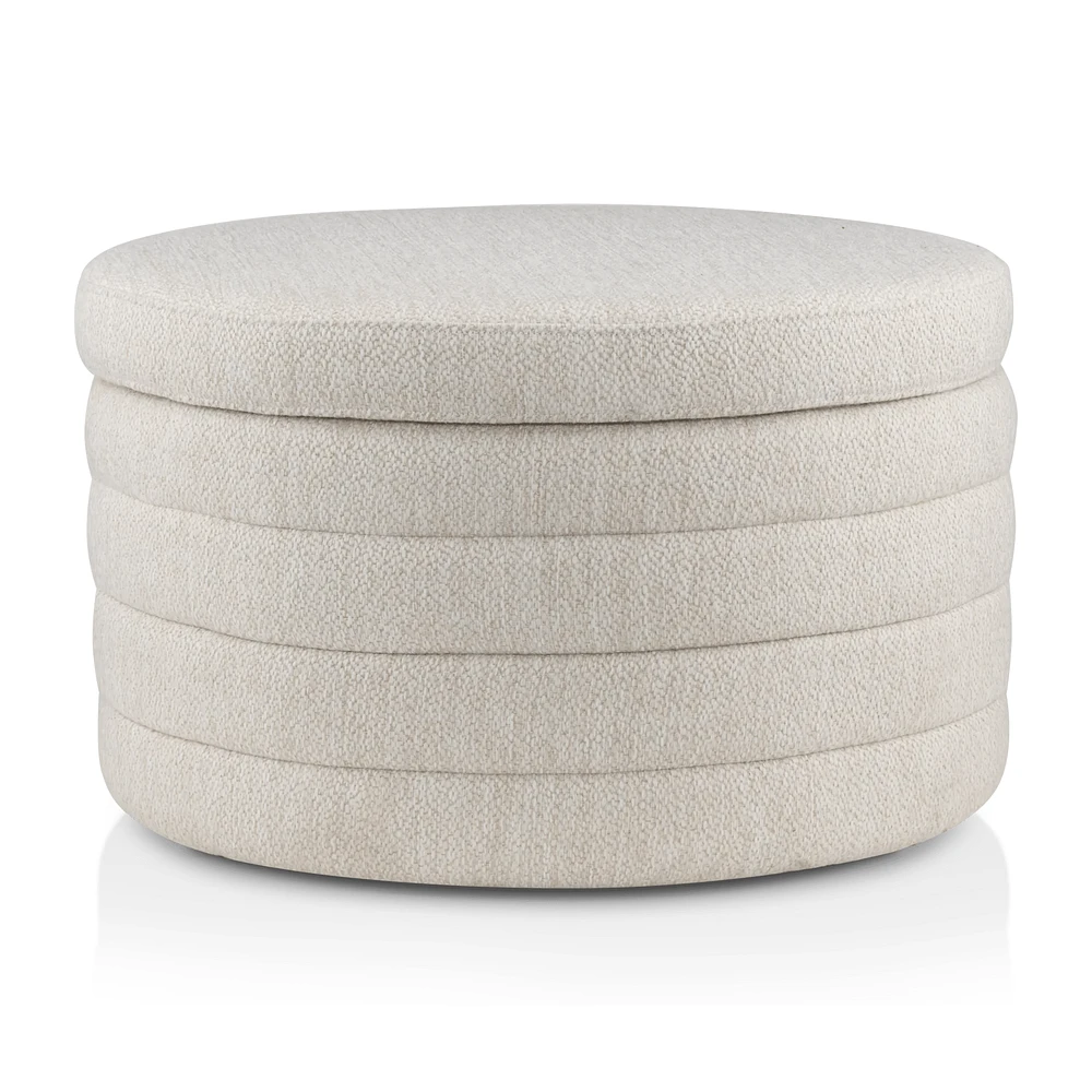Round Storage Fabric Ottoman