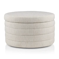 Round Storage Fabric Ottoman