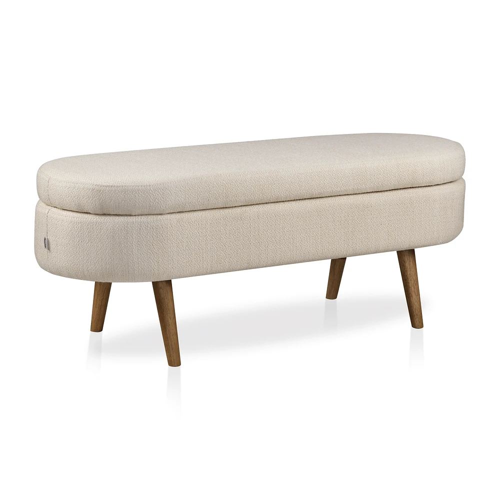 Fabric Storage Bench on Wooden Legs