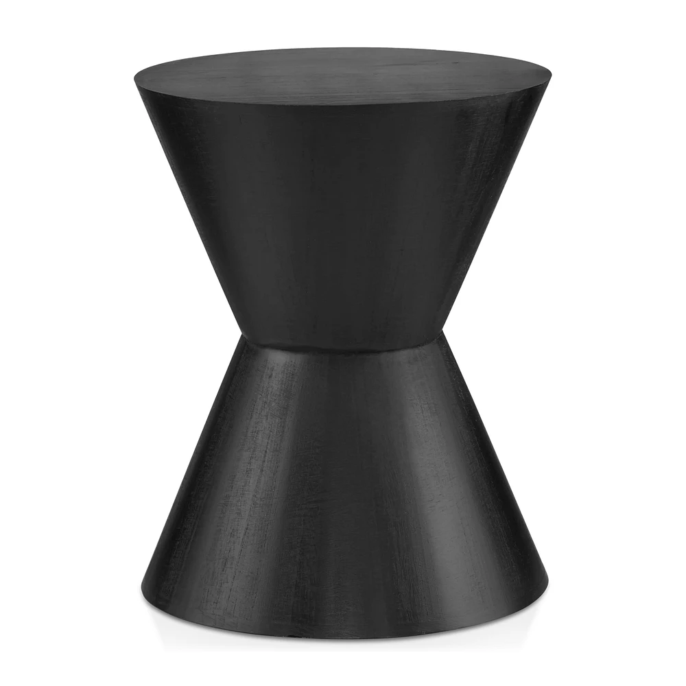 Wood Hourglass Side Table in Black