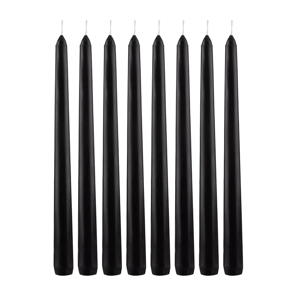 Set of 8 Unscented Tapered Black Candles