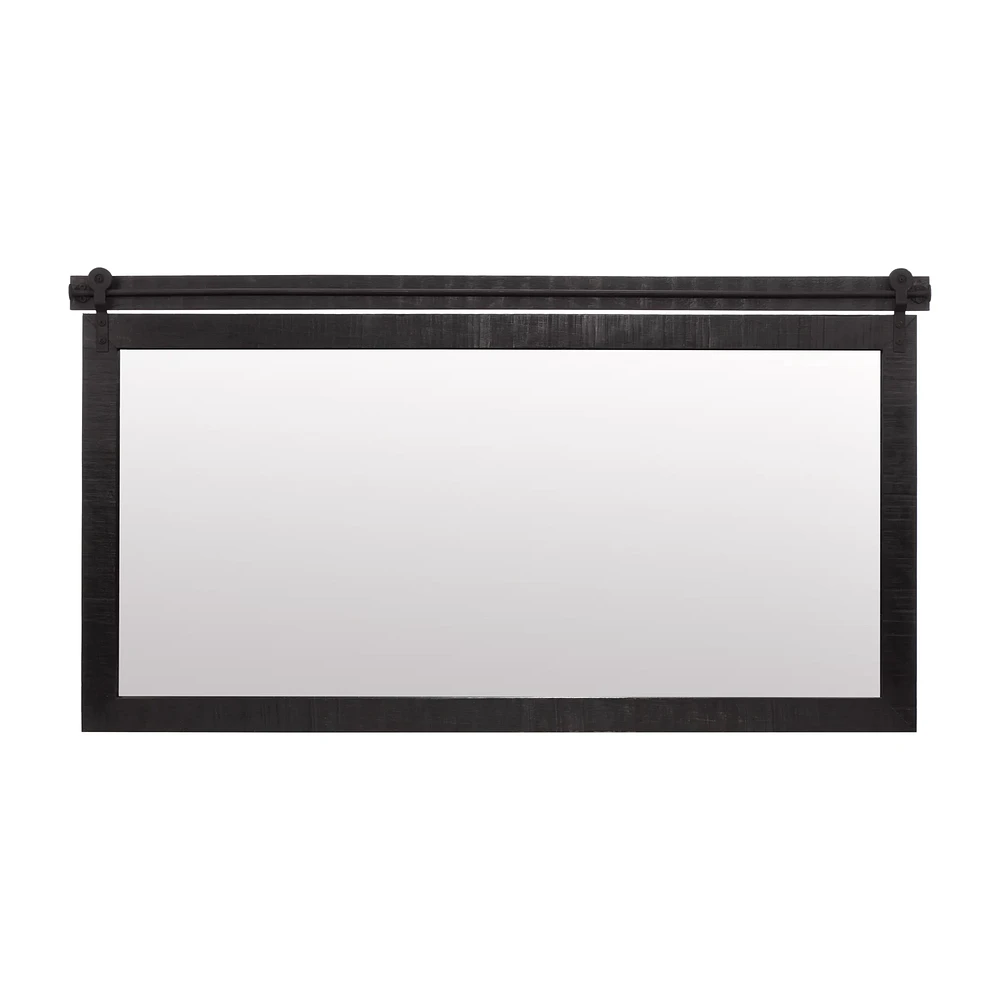 Black Wood Rail Mirror
