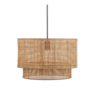 Wood & Rattan Ceiling Lamp