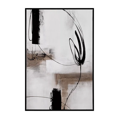 Abstract Black Lines Framed Canvas