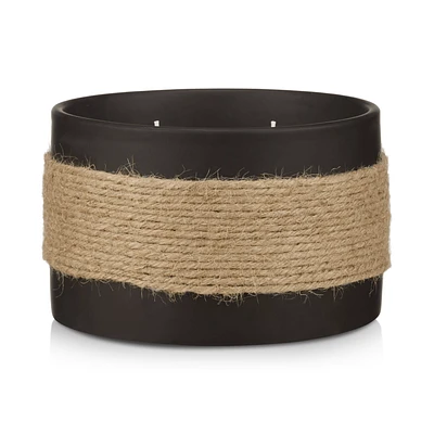 Braided Straw and Ceramic Candle