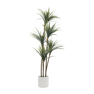 Artificial Exotic Floor Plant in White Pot