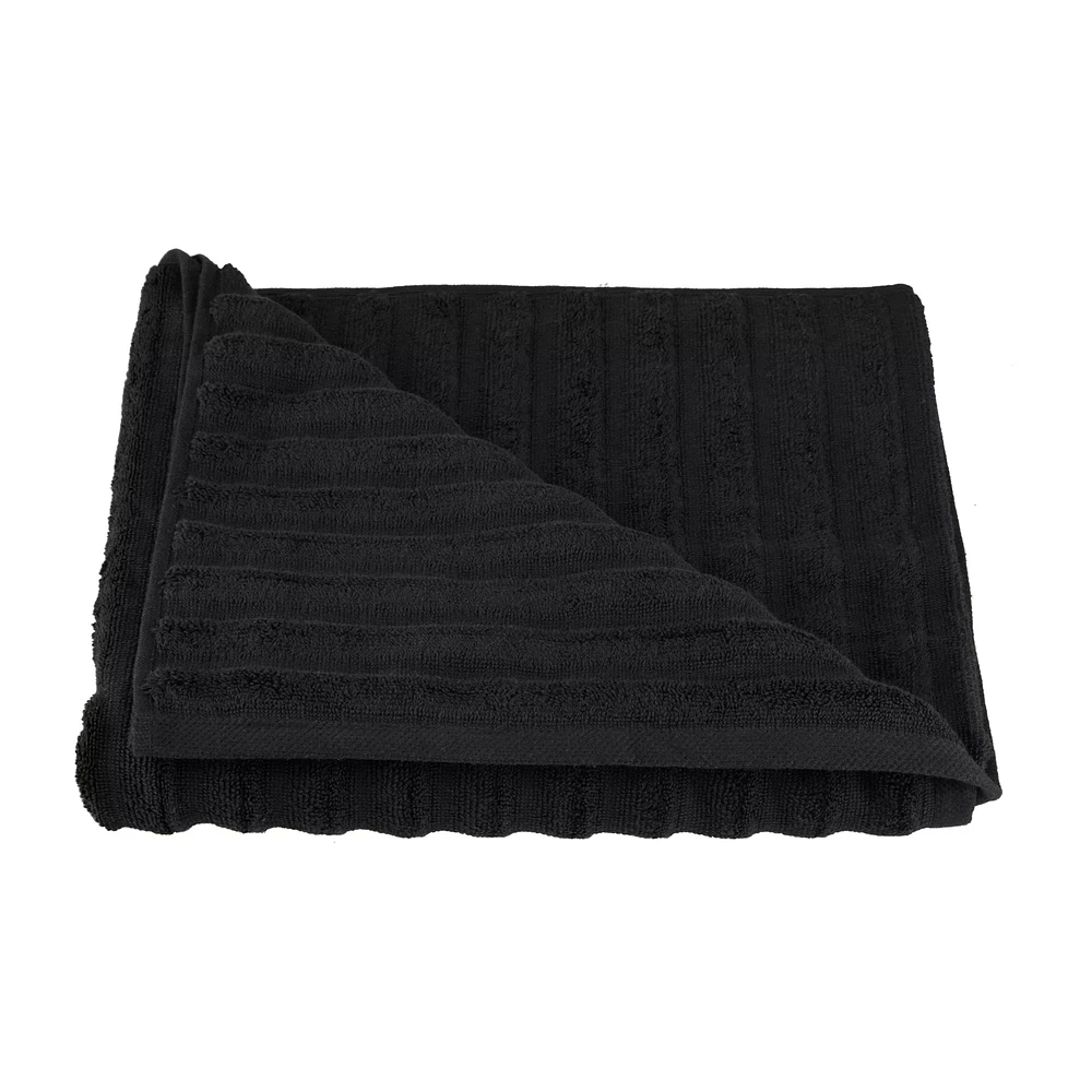 Black Ribbed Bath Towel
