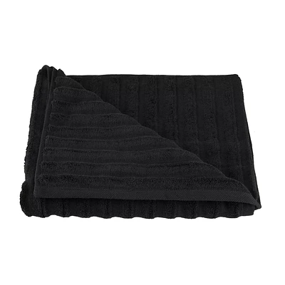 Black Ribbed Bath Towel