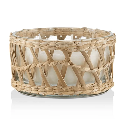 Candle in Glass and Rattan Pot