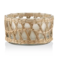 Candle in Glass and Rattan Pot