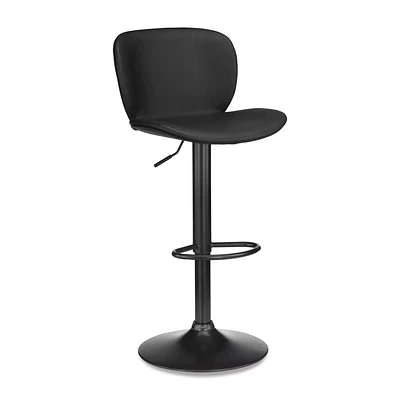 Textured Faux Leather & Metal Adjustable Bar Stool