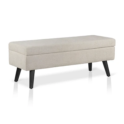 Fabric Ottoman Storage Bench on Wooden Legs