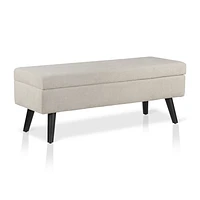Fabric Ottoman Storage Bench on Wooden Legs