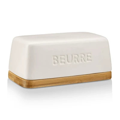 Ceramic & Wood Butter Dish
