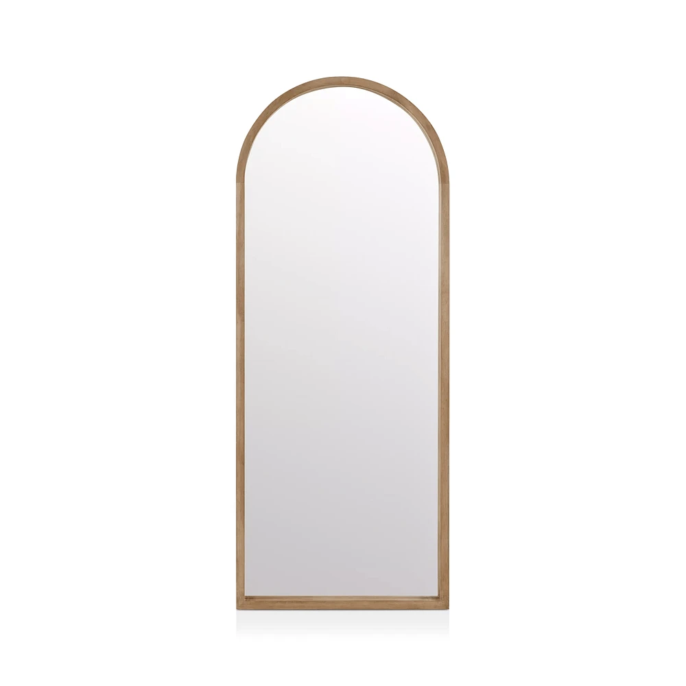 Full-Size Mirror with Wooden Arched Frame