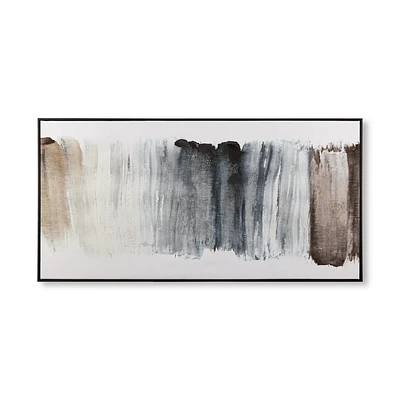 Gel-Embellished Neutral & Blue Canvas