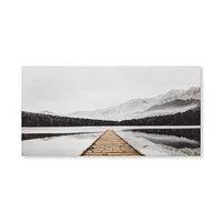 Dock with Mountain View Printed Canvas
