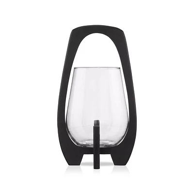 Glass Candle Holder with Wooden Base