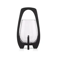 Glass Candle Holder with Wooden Base