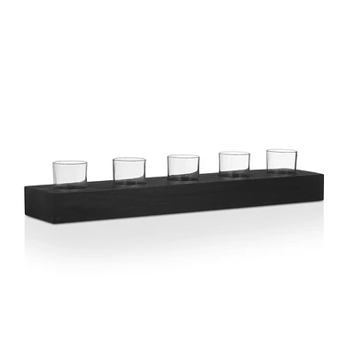 Glass and Wood Candle Holder