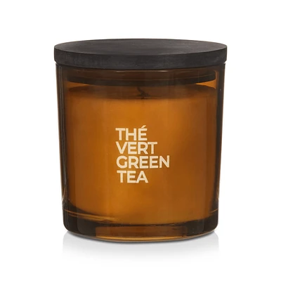 Bouclair Green Tea Candle with Wooden Lid