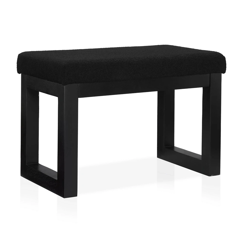 Black Fabric and Wood Bench