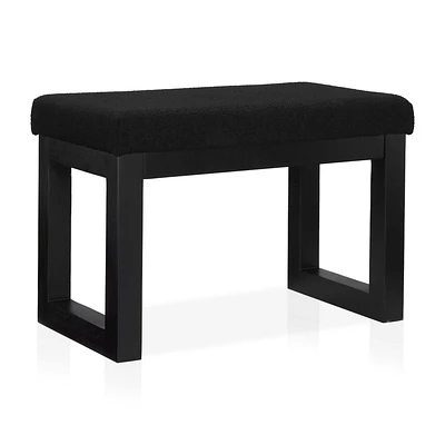 Black Fabric and Wood Bench