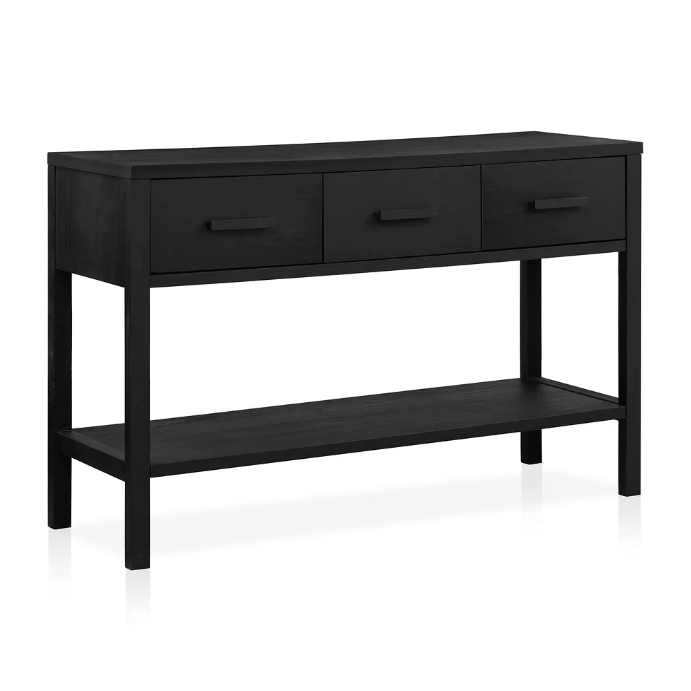 Black Veneer 3-Drawer Console