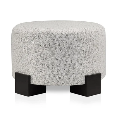 Round Fabric Ottoman on Wooden Legs