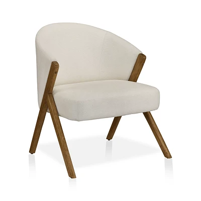 Fabric and Wood Accent Chair