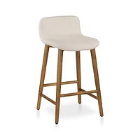 Fabric and Wood Counter Stool
