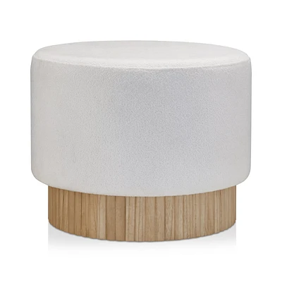 Round Fabric and Wood Bench