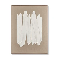 White Strokes on Linen Framed Art