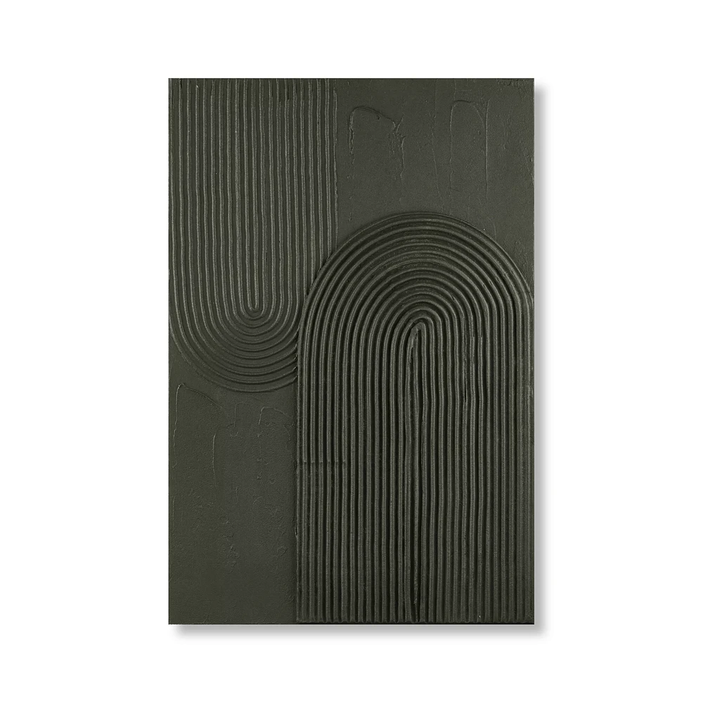 Green Lines Oil Painted Canvas