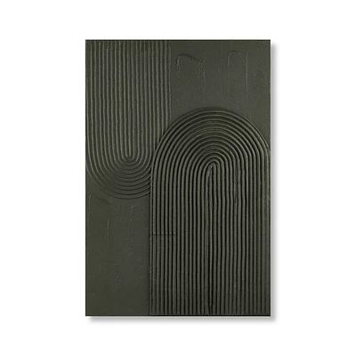 Green Lines Oil Painted Canvas