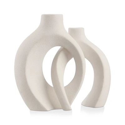 Set of 2 Speckled Ceramic Table Vase