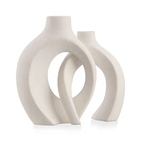 Set of 2 Speckled Ceramic Table Vase