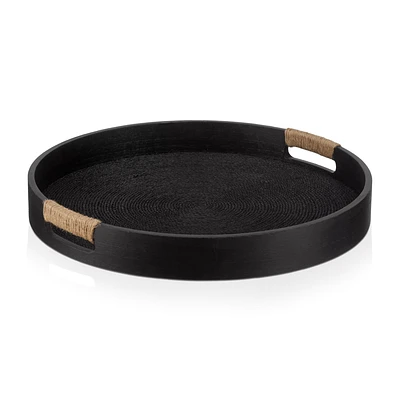 Round Tray with Jute on Handles