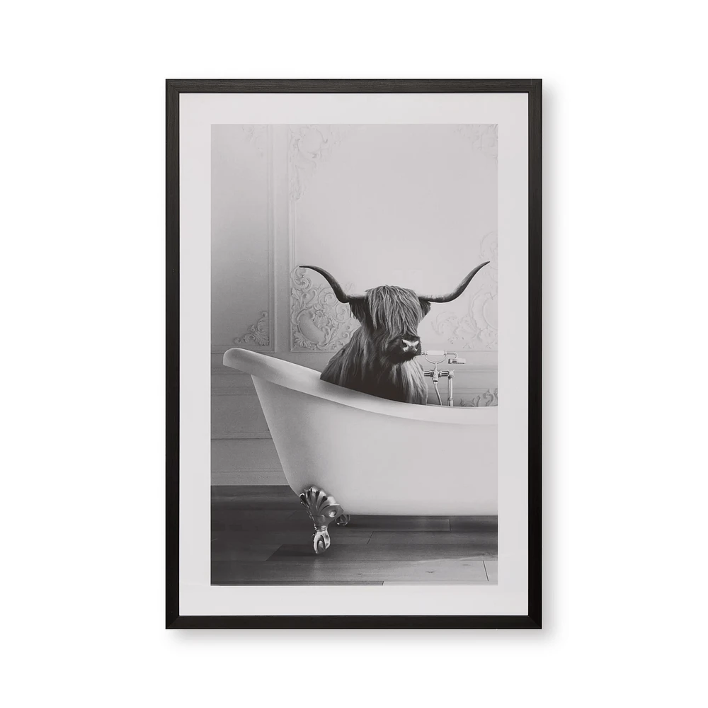 Bull in Bathtub Printed Framed Art