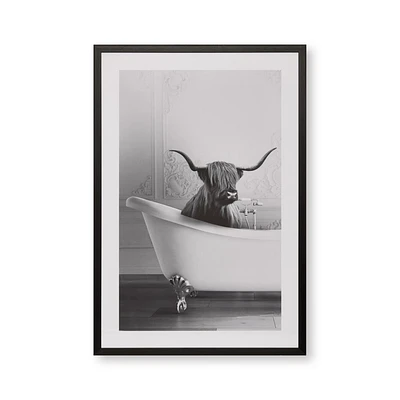 Bull in Bathtub Printed Framed Art