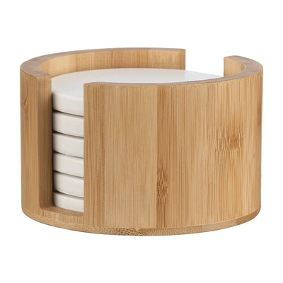 Set of 6 Coasters in Bamboo Tray