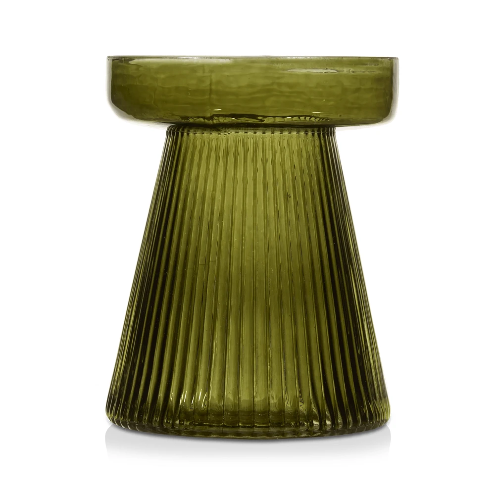 Green Glass Pillar Candleholder