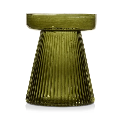Green Glass Pillar Candleholder