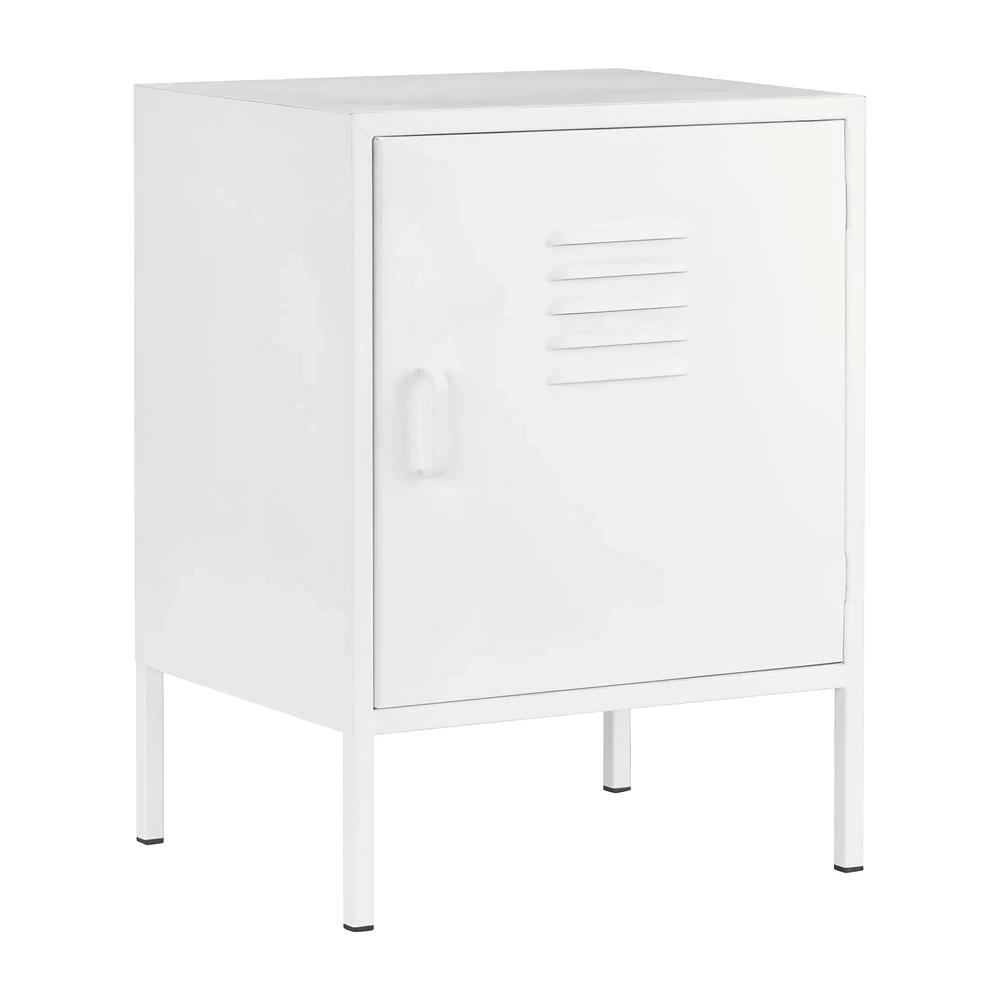 White Metal Locker Side Table
