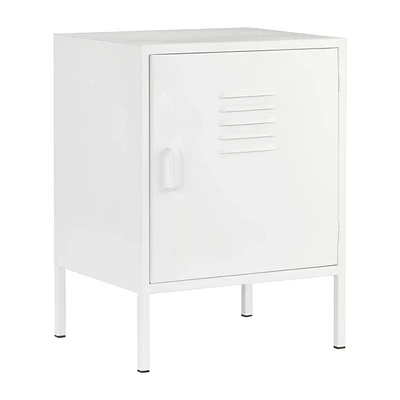 White Metal Locker Side Table