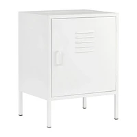 White Metal Locker Side Table